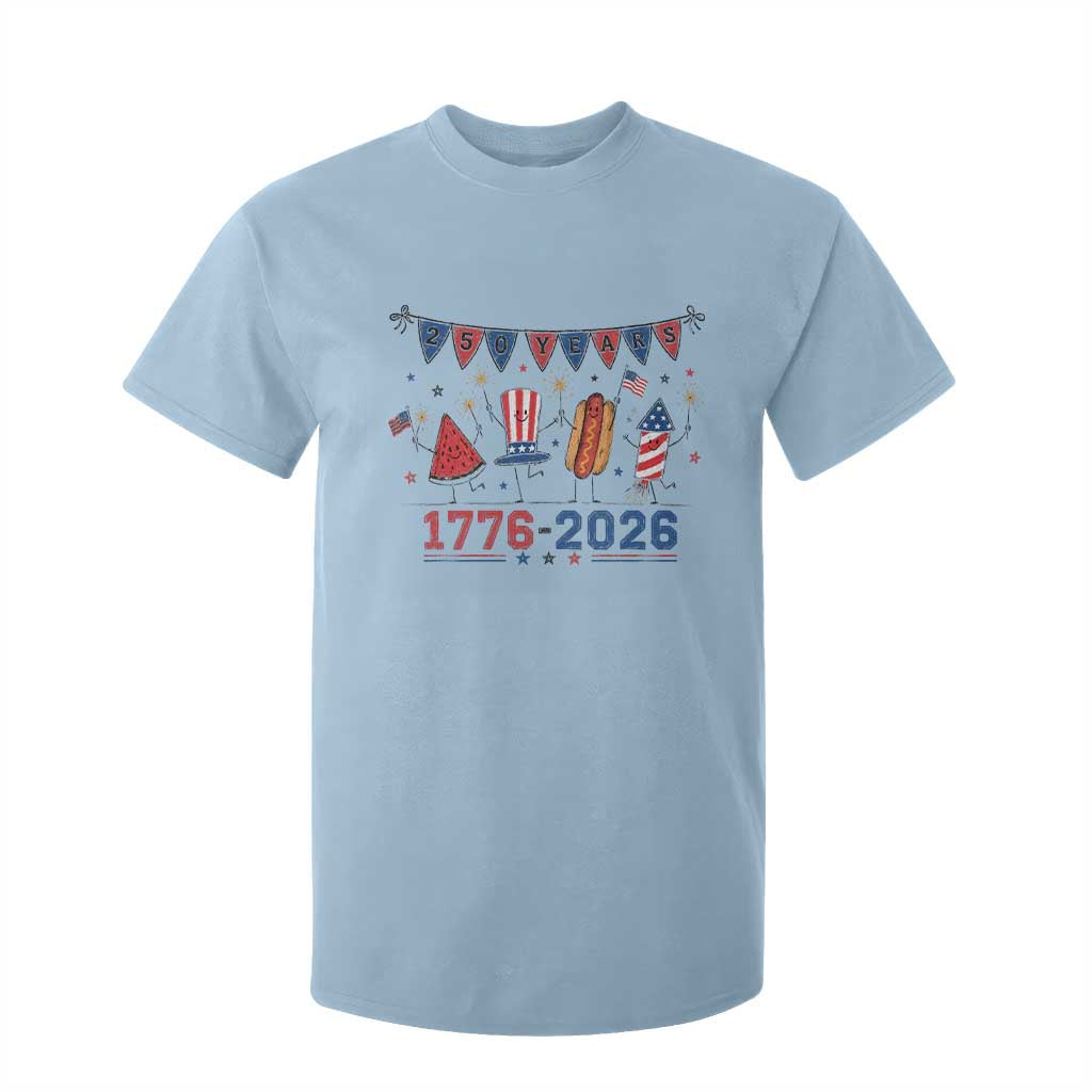 250th Anniversary USA T Shirt For Kid Patriotic Watermelon Hotdog Firework 250 Years American 1776 2026 250th 4th July