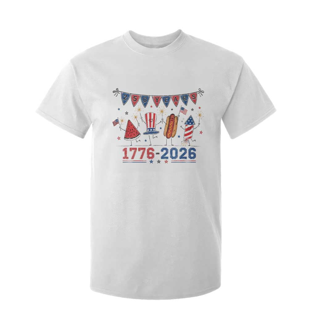 250th Anniversary USA T Shirt For Kid Patriotic Watermelon Hotdog Firework 250 Years American 1776 2026 250th 4th July