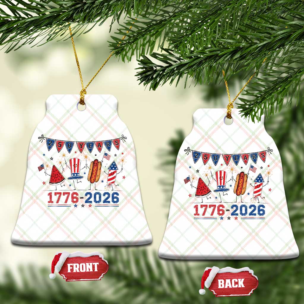 250th Anniversary USA Ceramic Ornament Patriotic Watermelon Hotdog Firework 250 Years American 1776 2026 250th 4th July
