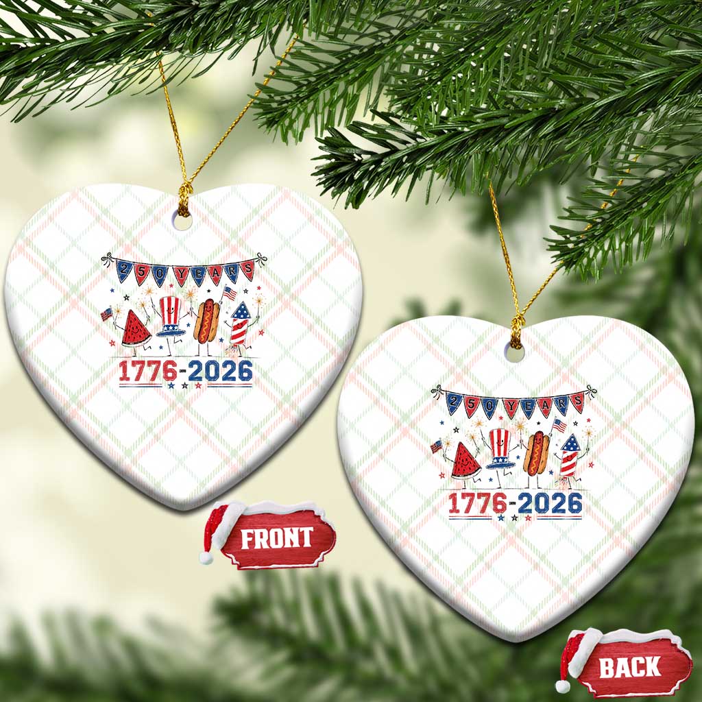 250th Anniversary USA Ceramic Ornament Patriotic Watermelon Hotdog Firework 250 Years American 1776 2026 250th 4th July
