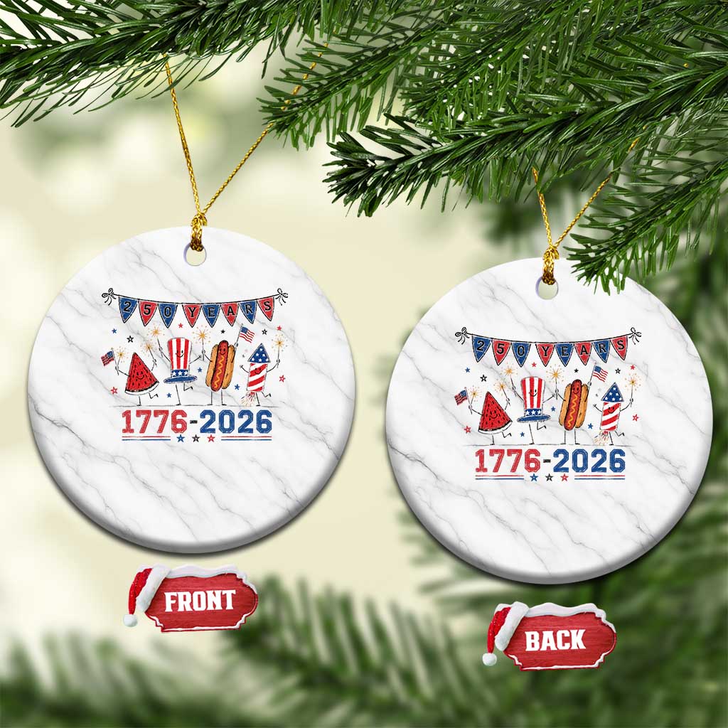 250th Anniversary USA Ceramic Ornament Patriotic Watermelon Hotdog Firework 250 Years American 1776 2026 250th 4th July TS10 1pc White Marble Print Your Wear