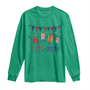 250th Anniversary USA Long Sleeve Shirt Patriotic Watermelon Hotdog Firework 250 Years American 1776 2026 250th 4th July