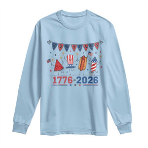 250th Anniversary USA Long Sleeve Shirt Patriotic Watermelon Hotdog Firework 250 Years American 1776 2026 250th 4th July