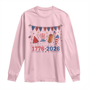 250th Anniversary USA Long Sleeve Shirt Patriotic Watermelon Hotdog Firework 250 Years American 1776 2026 250th 4th July