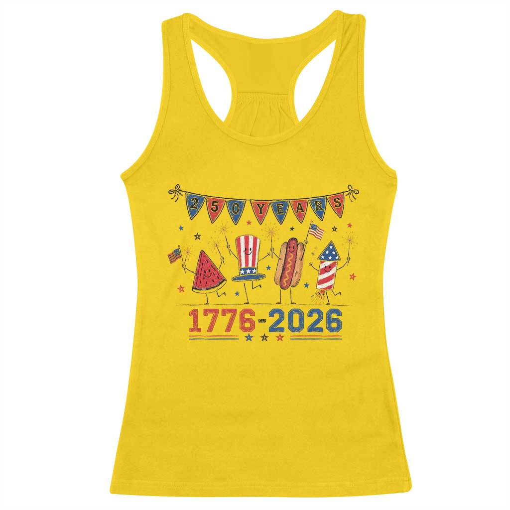 250th Anniversary USA Racerback Tank Top Patriotic Watermelon Hotdog Firework 250 Years American 1776 2026 250th 4th July