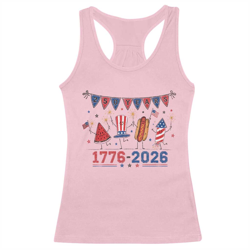 250th Anniversary USA Racerback Tank Top Patriotic Watermelon Hotdog Firework 250 Years American 1776 2026 250th 4th July