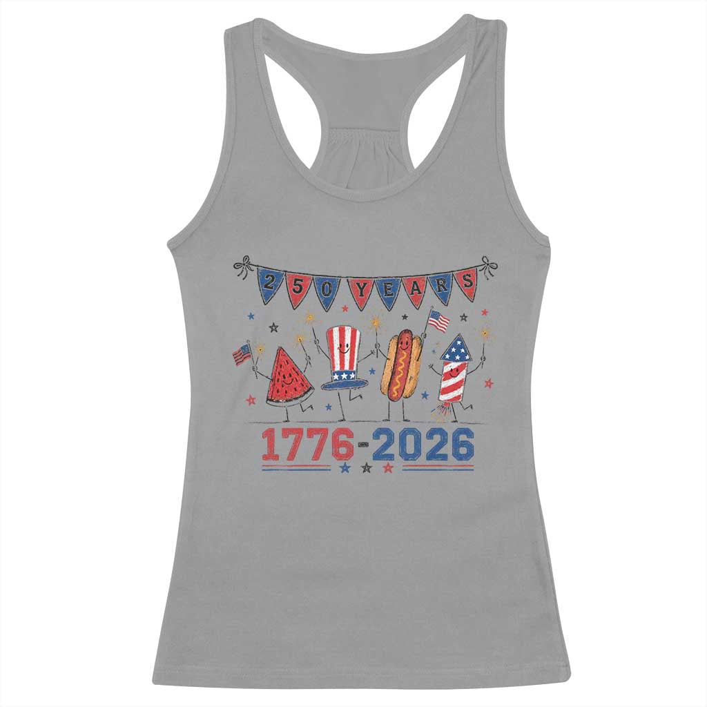 250th Anniversary USA Racerback Tank Top Patriotic Watermelon Hotdog Firework 250 Years American 1776 2026 250th 4th July