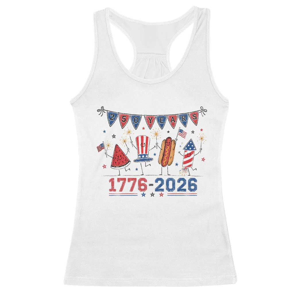 250th Anniversary USA Racerback Tank Top Patriotic Watermelon Hotdog Firework 250 Years American 1776 2026 250th 4th July
