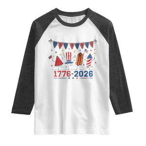 250th Anniversary USA Raglan Shirt Patriotic Watermelon Hotdog Firework 250 Years American 1776 2026 250th 4th July