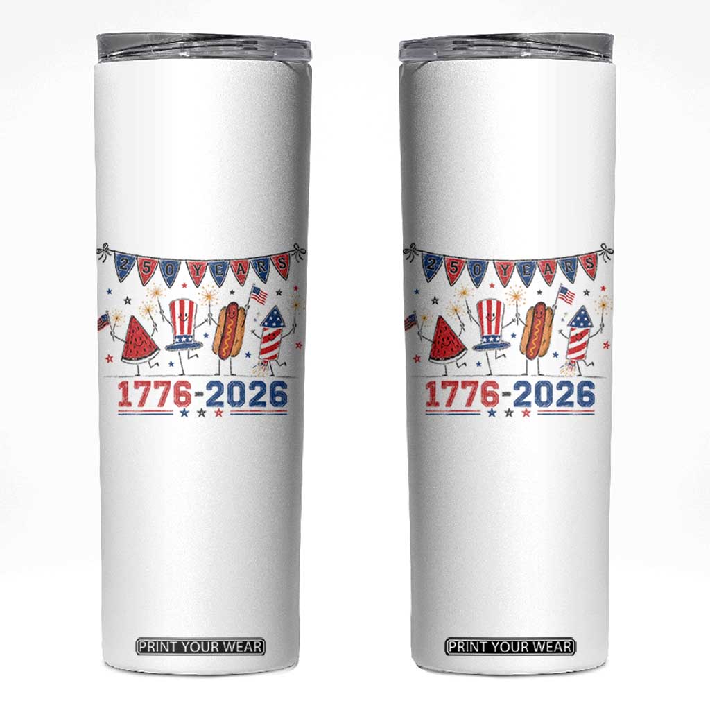 250th Anniversary USA Skinny Tumbler Patriotic Watermelon Hotdog Firework 250 Years American 1776 2026 250th 4th July