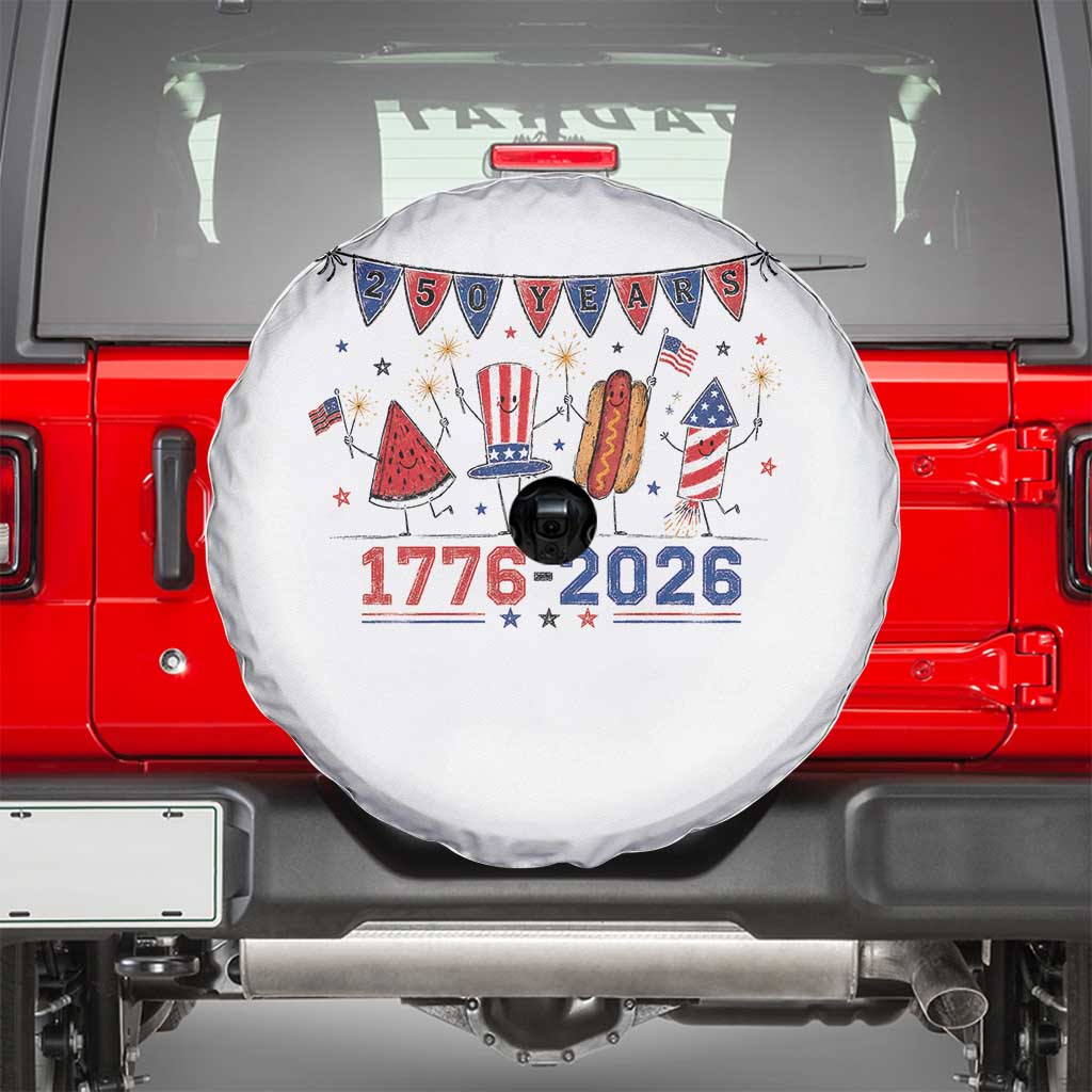 250th Anniversary USA Spare Tire Cover Patriotic Watermelon Hotdog Firework 250 Years American 1776 2026 250th 4th July