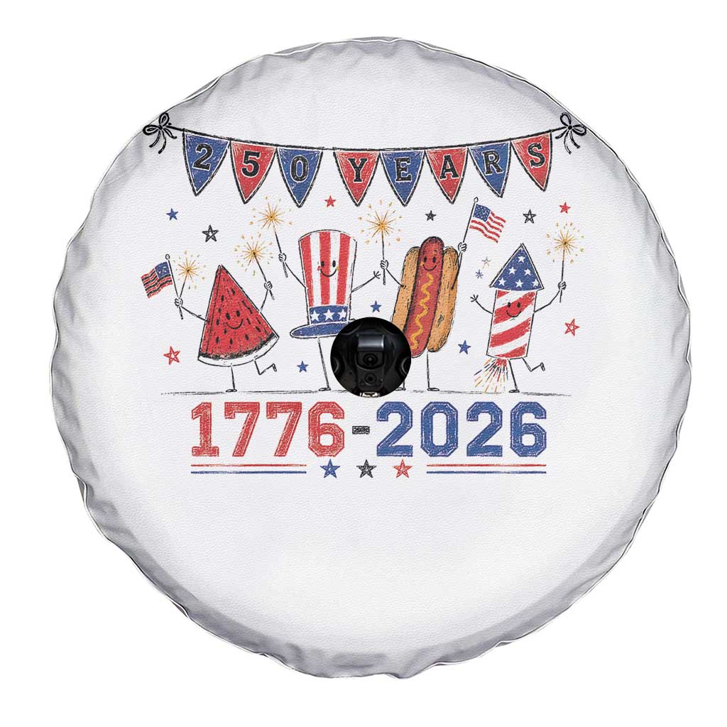250th Anniversary USA Spare Tire Cover Patriotic Watermelon Hotdog Firework 250 Years American 1776 2026 250th 4th July