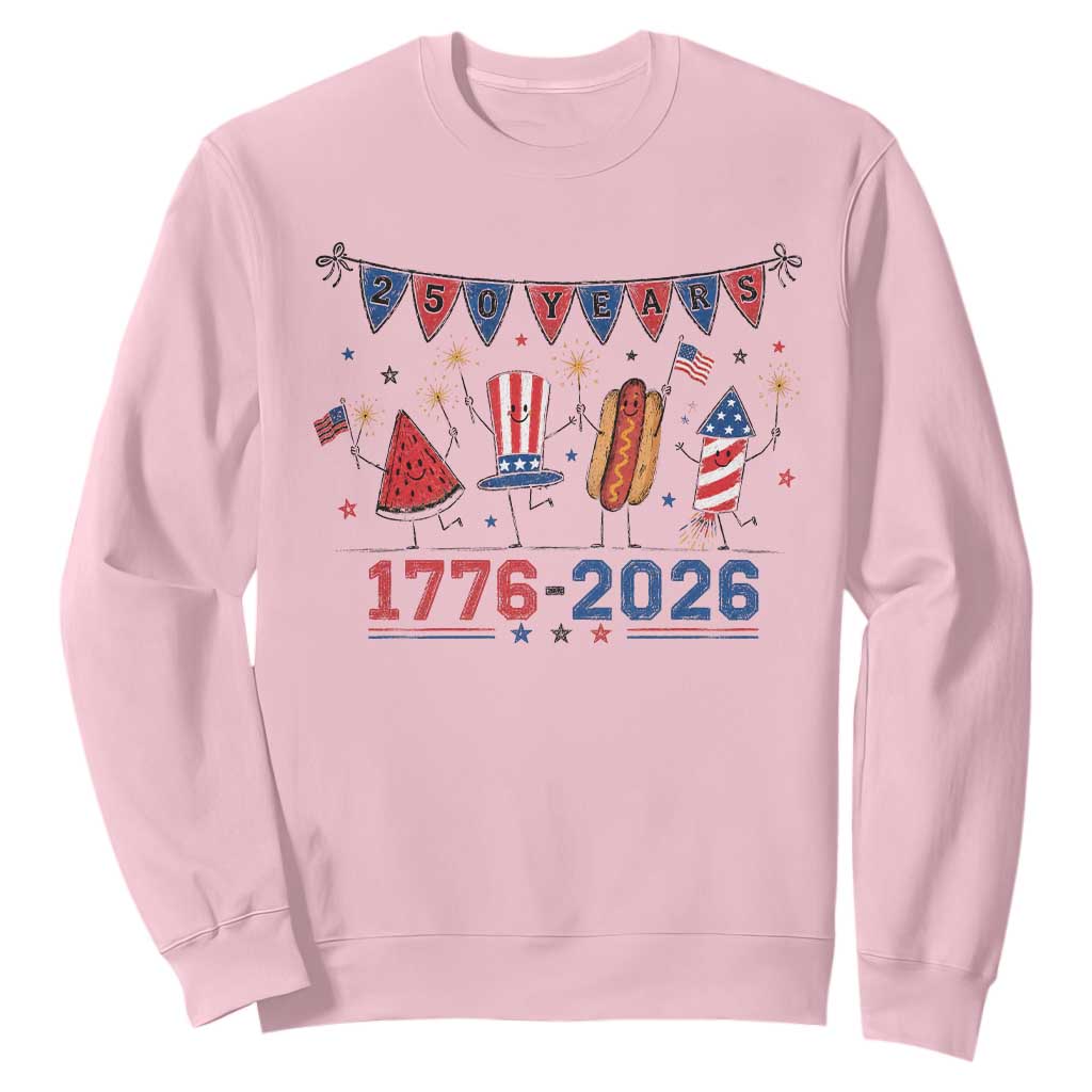 250th Anniversary USA Sweatshirt Patriotic Watermelon Hotdog Firework 250 Years American 1776 2026 250th 4th July