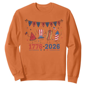 250th Anniversary USA Sweatshirt Patriotic Watermelon Hotdog Firework 250 Years American 1776 2026 250th 4th July