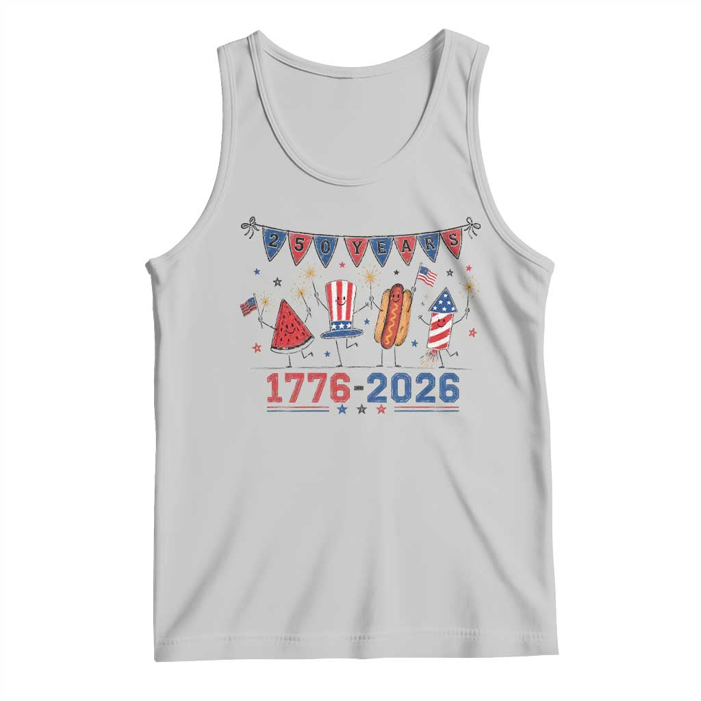 250th Anniversary USA Tank Top Patriotic Watermelon Hotdog Firework 250 Years American 1776 2026 250th 4th July