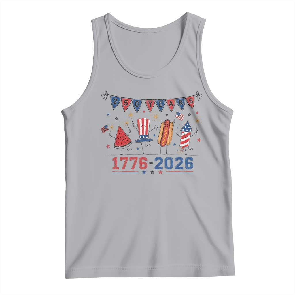 250th Anniversary USA Tank Top Patriotic Watermelon Hotdog Firework 250 Years American 1776 2026 250th 4th July