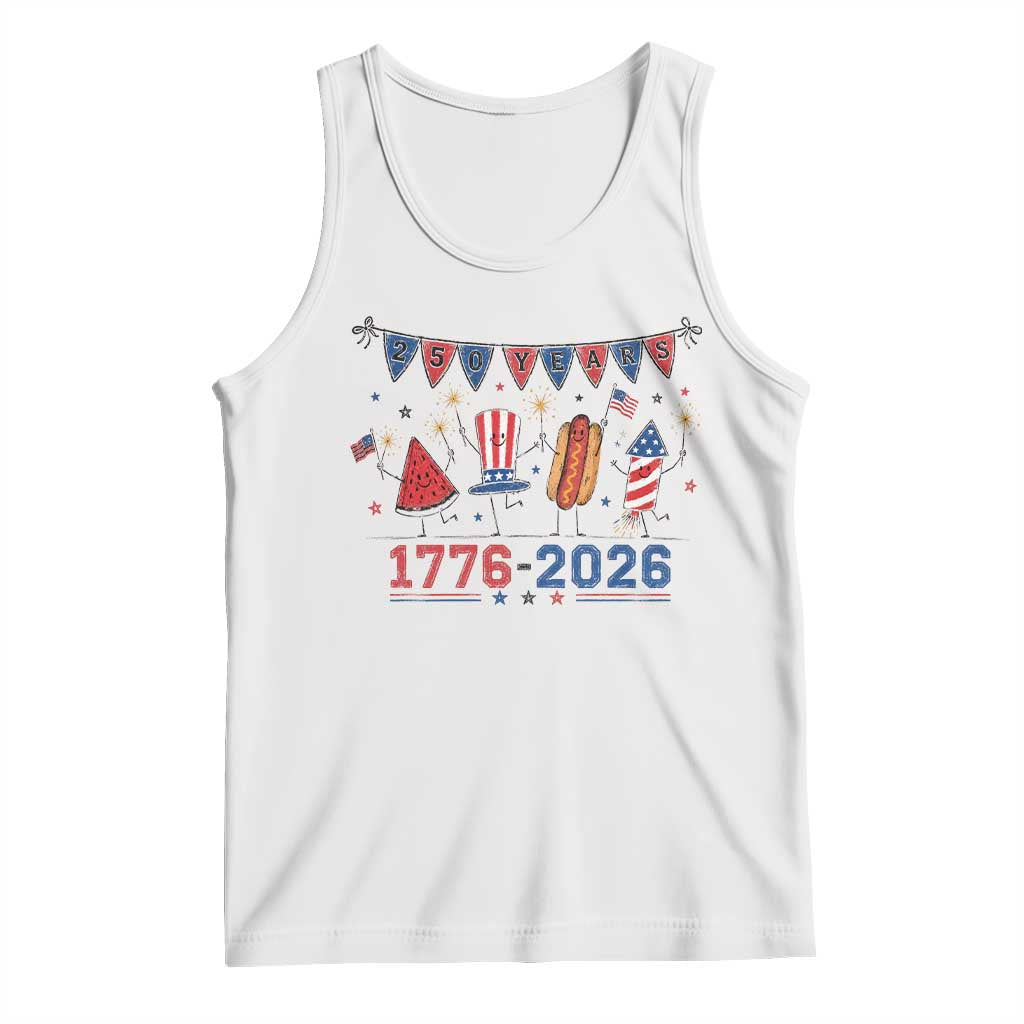 250th Anniversary USA Tank Top Patriotic Watermelon Hotdog Firework 250 Years American 1776 2026 250th 4th July