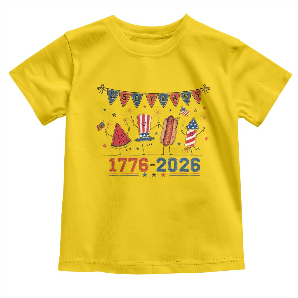250th Anniversary USA Toddler T Shirt Patriotic Watermelon Hotdog Firework 250 Years American 1776 2026 250th 4th July