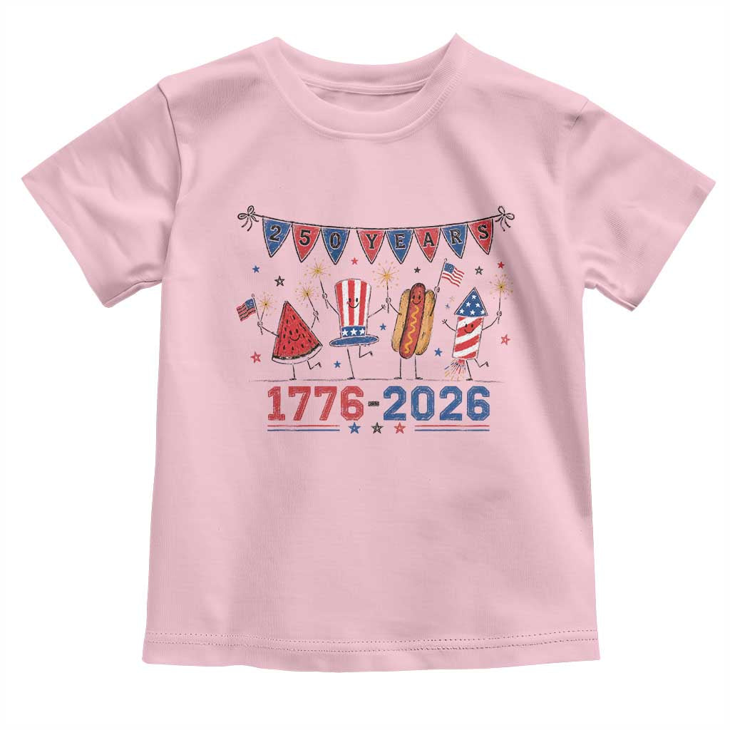 250th Anniversary USA Toddler T Shirt Patriotic Watermelon Hotdog Firework 250 Years American 1776 2026 250th 4th July