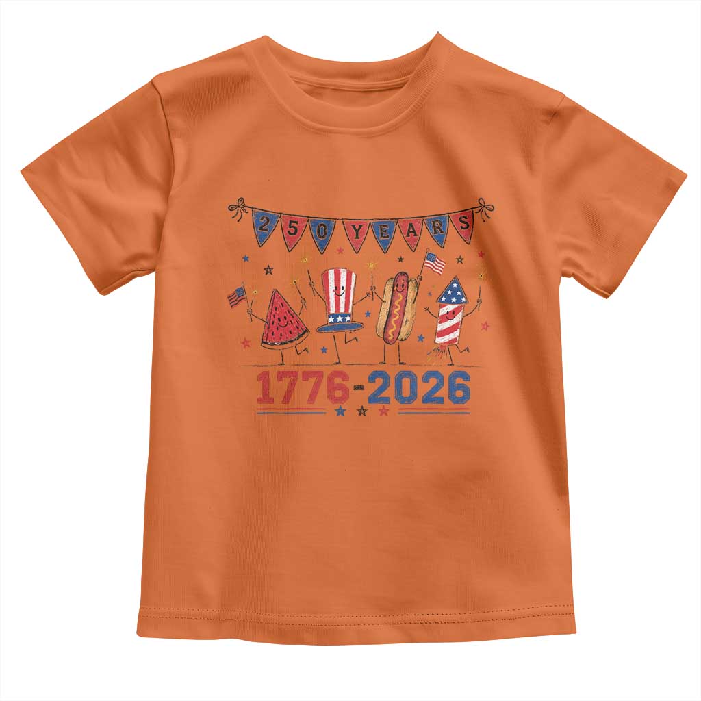 250th Anniversary USA Toddler T Shirt Patriotic Watermelon Hotdog Firework 250 Years American 1776 2026 250th 4th July