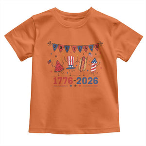 250th Anniversary USA Toddler T Shirt Patriotic Watermelon Hotdog Firework 250 Years American 1776 2026 250th 4th July
