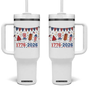 250th Anniversary USA Tumbler With Handle Patriotic Watermelon Hotdog Firework 250 Years American 1776 2026 250th 4th July