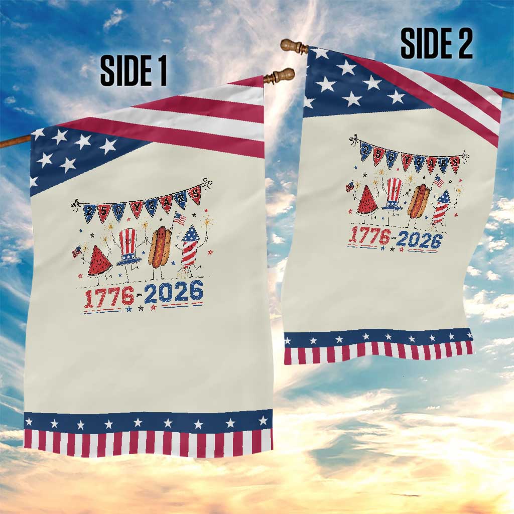 250th Anniversary USA Patriotic Garden Flag Watermelon Hotdog Firework 250 Years American 1776 2026 250th 4th July