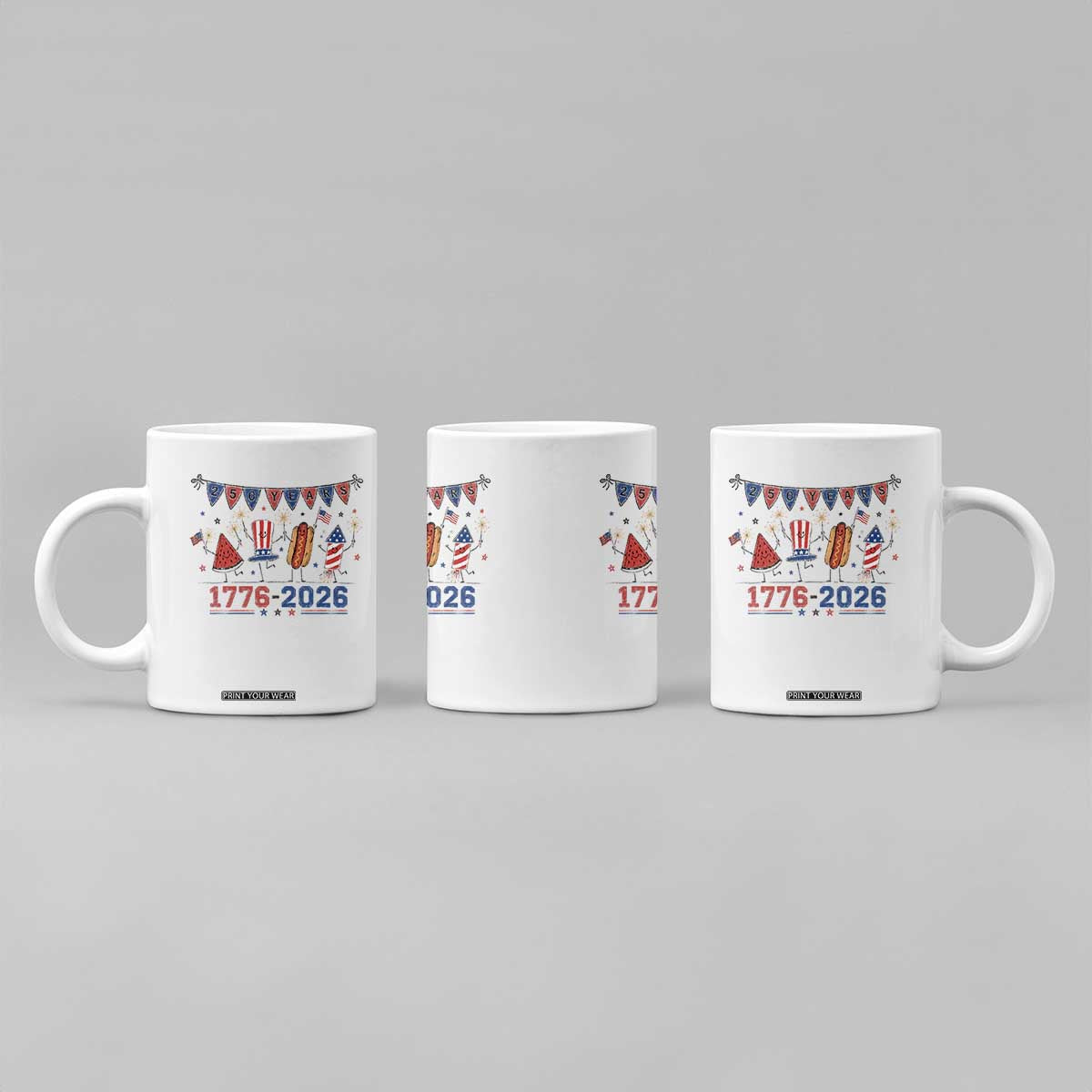 250th Anniversary USA Coffee Mug Patriotic Watermelon Hotdog Firework 250 Years American 1776 2026 250th 4th July