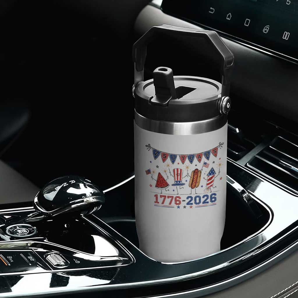 250th Anniversary USA Flip Straw Tumbler Patriotic Watermelon Hotdog Firework 250 Years American 1776 2026 250th 4th July