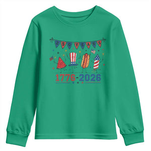 250th Anniversary USA Youth Sweatshirt Patriotic Watermelon Hotdog Firework 250 Years American 1776 2026 250th 4th July