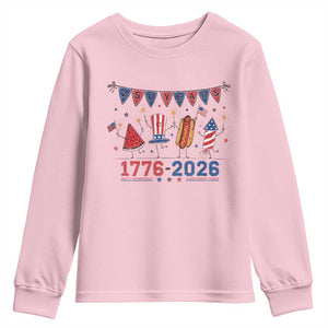 250th Anniversary USA Youth Sweatshirt Patriotic Watermelon Hotdog Firework 250 Years American 1776 2026 250th 4th July