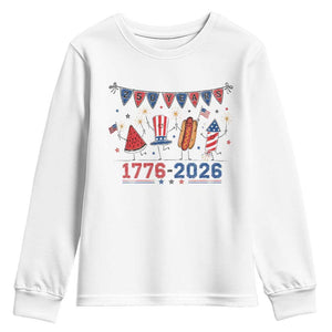 250th Anniversary USA Youth Sweatshirt Patriotic Watermelon Hotdog Firework 250 Years American 1776 2026 250th 4th July