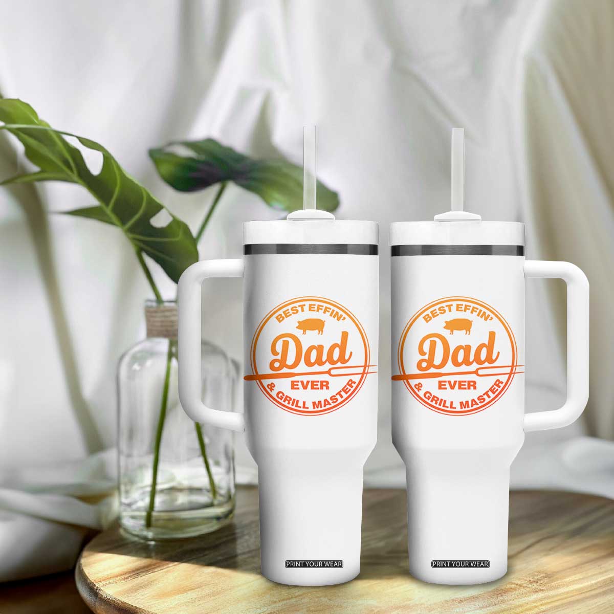 Best Effin Dad Ever And Grill Master Tumbler With Handle Funny Grilling BBQ Sarcastic