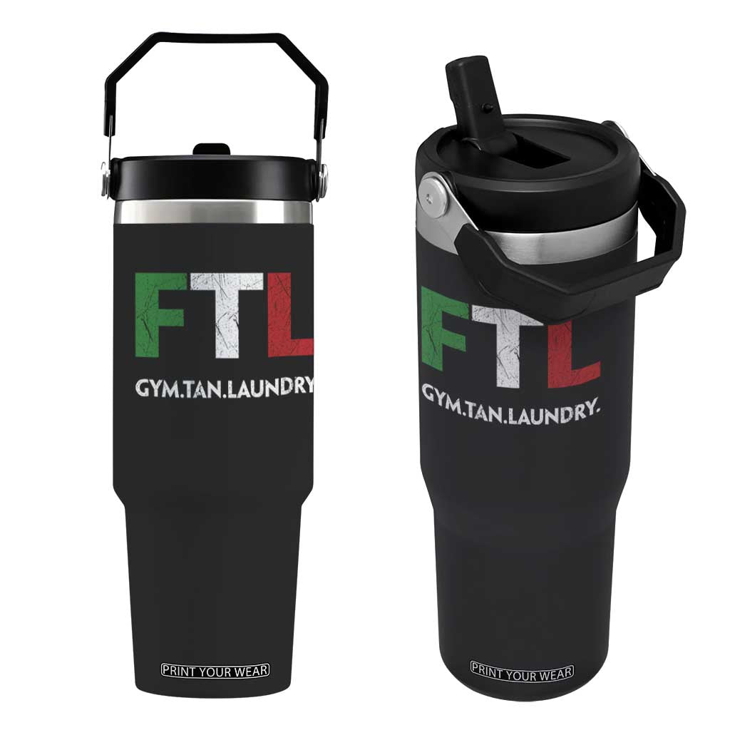 Gym Tan Laundry GTL Italian Flag Flip Straw Tumbler TS10 One Size: 30 oz Black Print Your Wear