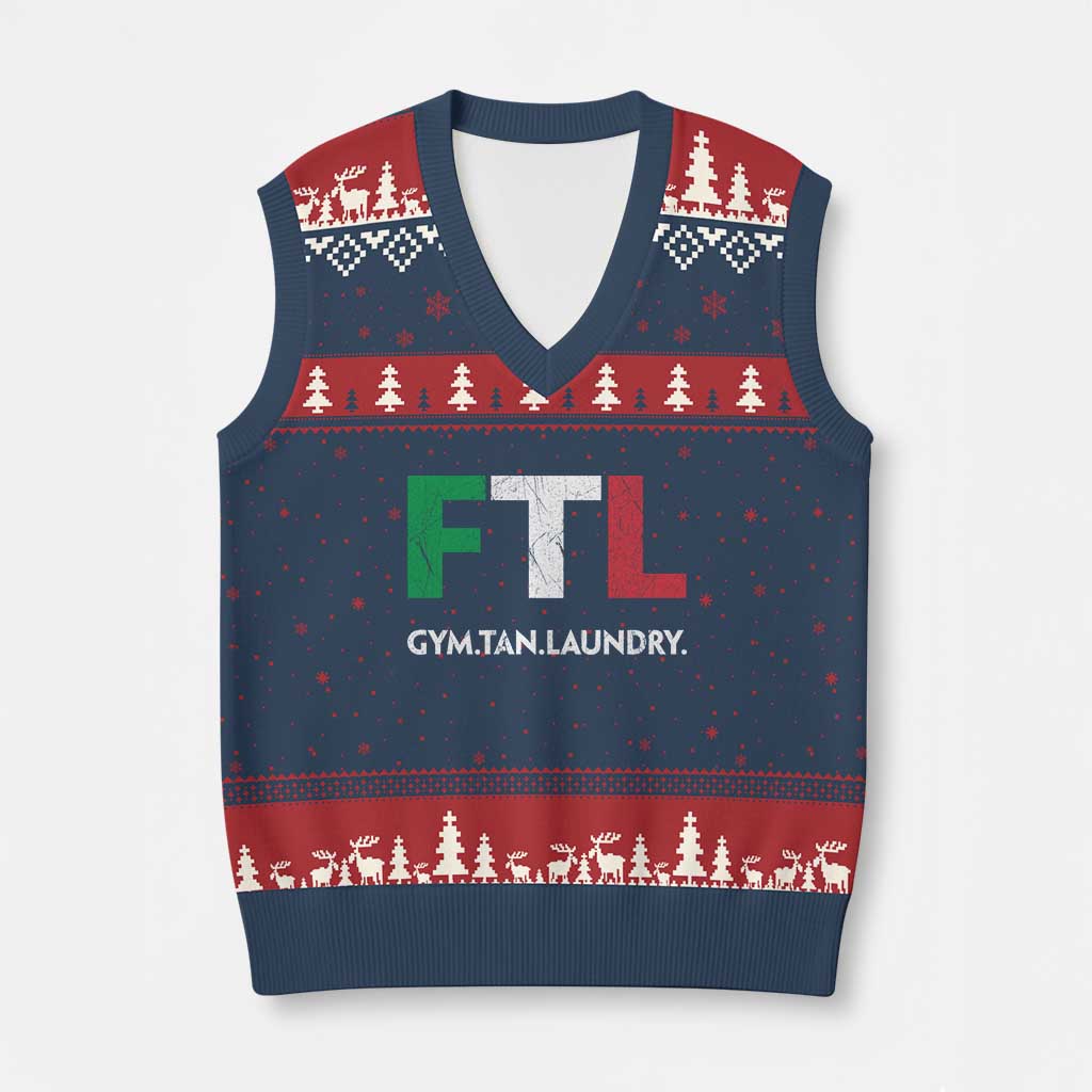 Gym Tan Laundry GTL Italian Flag V-Neck Knit Sweater Vest TS10 Navy Red Print Your Wear