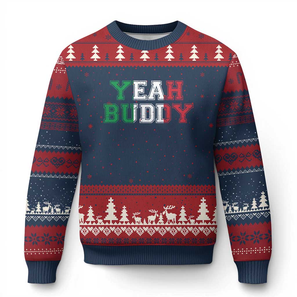 Yeah Buddy Italian Flag Ugly Christmas Sweater Vintage Retro TS10 Navy Red Print Your Wear
