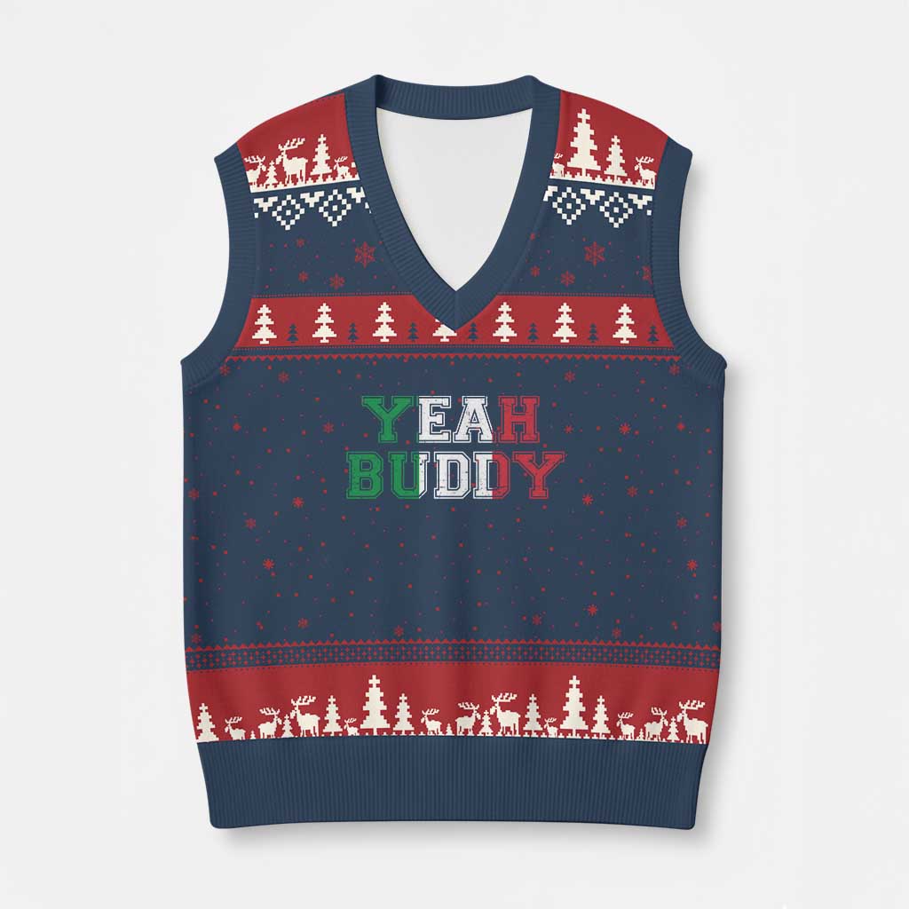 Yeah Buddy Italian Flag V-Neck Knit Sweater Vest Vintage Retro TS10 Navy Red Print Your Wear