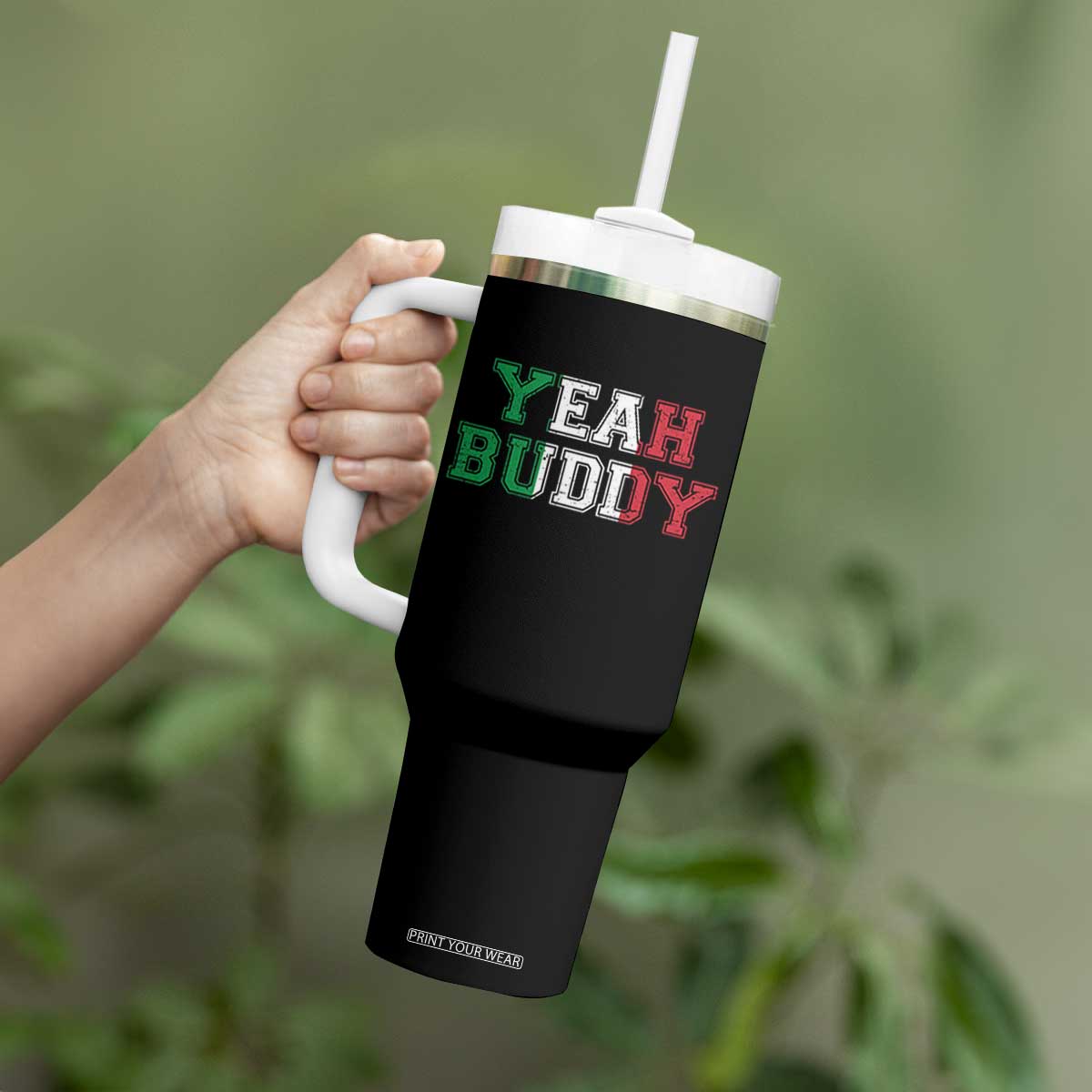 Yeah Buddy Italian Flag Tumbler With Handle Vintage Retro TS10 Print Your Wear