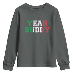 Yeah Buddy Italian Flag Youth Sweatshirt Vintage Retro TS10 Dark Heather Print Your Wear