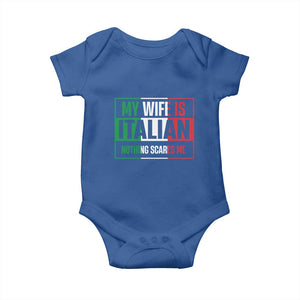 My Wife is Italian Nothing Scares Me Baby Onesie Funny Husband Italia Flag TS10 Royal Blue Print Your Wear