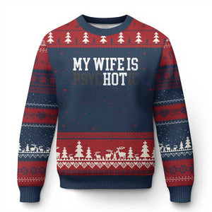Funny Husband Ugly Christmas Sweater My Wife Is Psychotic Humor Sarcasm TS10 Navy Red Print Your Wear