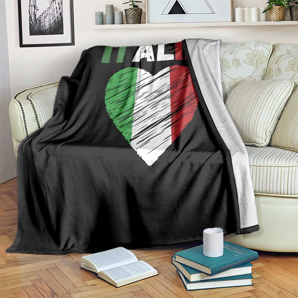 Italian Flag Heart Throw Blanket Retro Vintage Italia Graphic