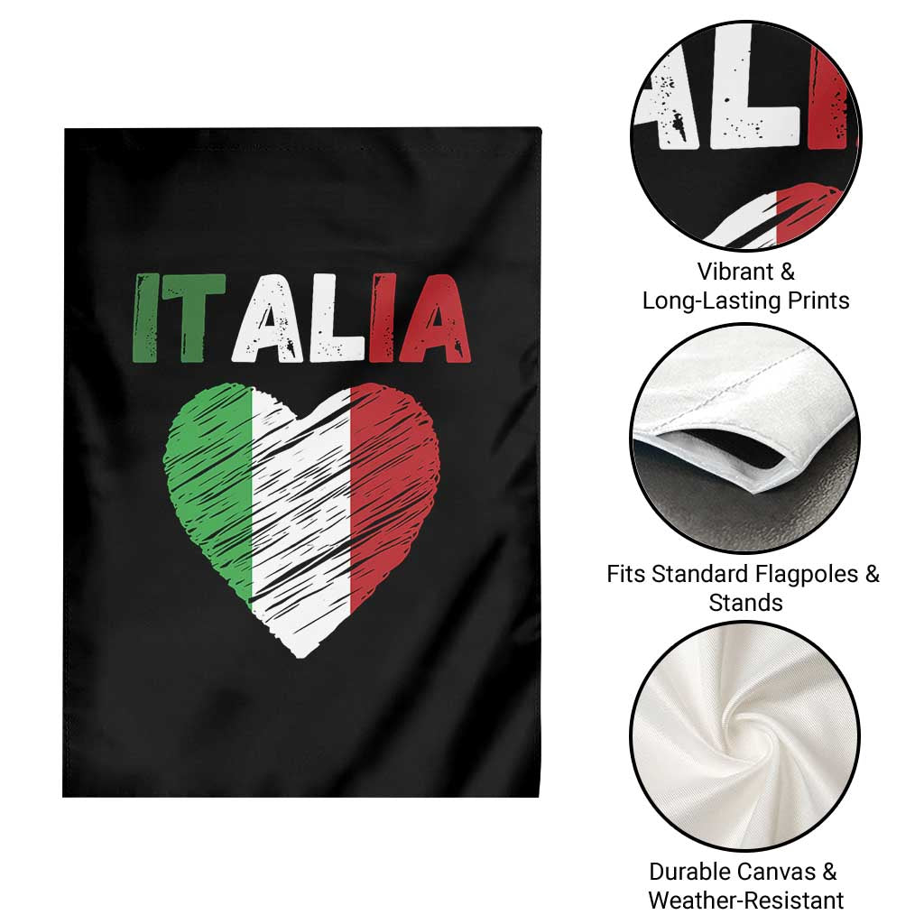 Italian Flag Heart Garden Flag Retro Vintage Italia Graphic