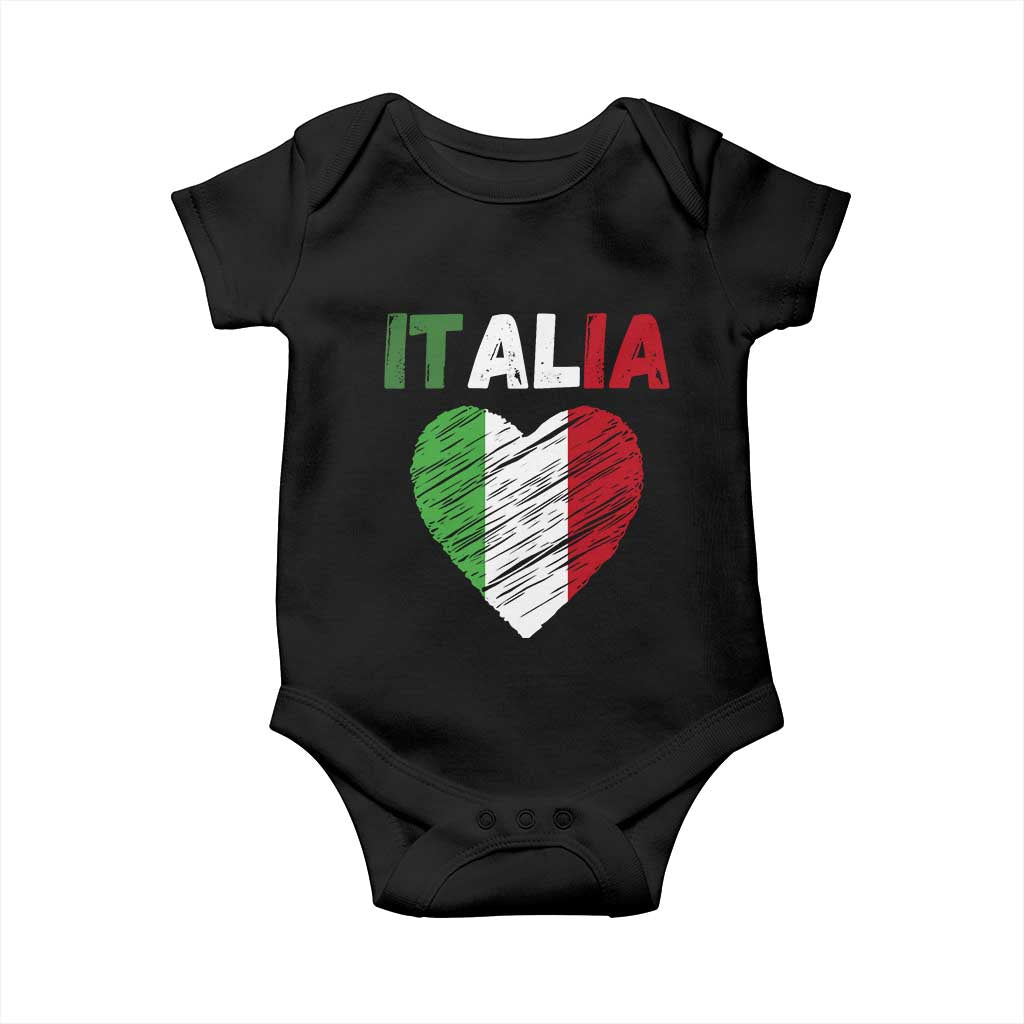 Italian Flag Heart Baby Onesie Retro Vintage Italia Graphic