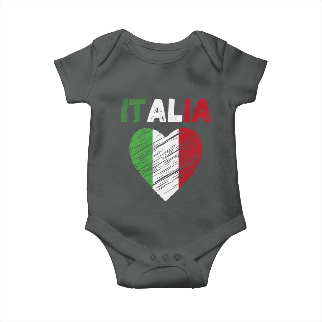Italian Flag Heart Baby Onesie Retro Vintage Italia Graphic