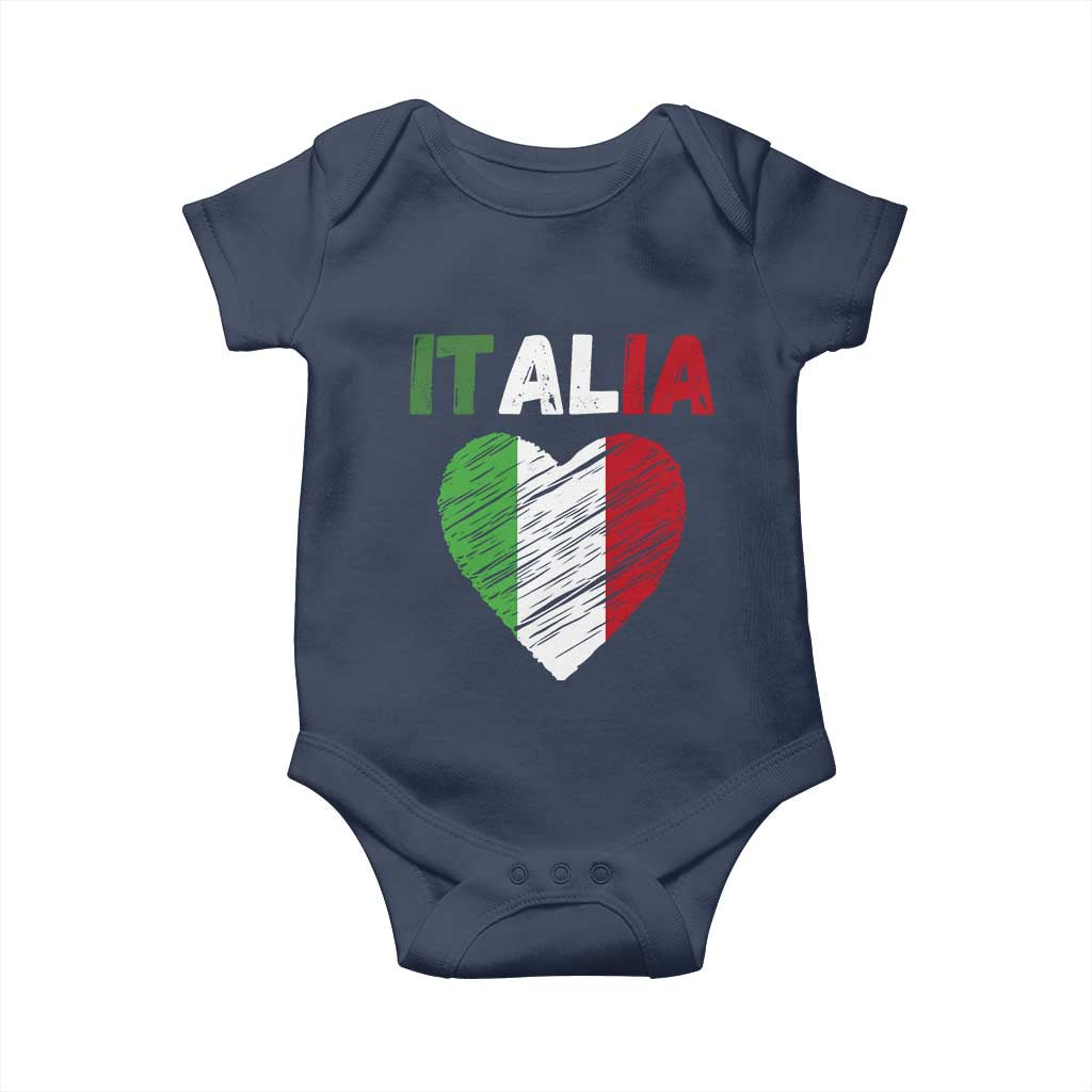 Italian Flag Heart Baby Onesie Retro Vintage Italia Graphic