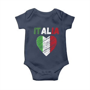 Italian Flag Heart Baby Onesie Retro Vintage Italia Graphic