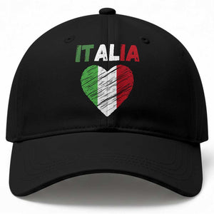 Italian Flag Heart Baseball Cap Retro Vintage Italia Graphic