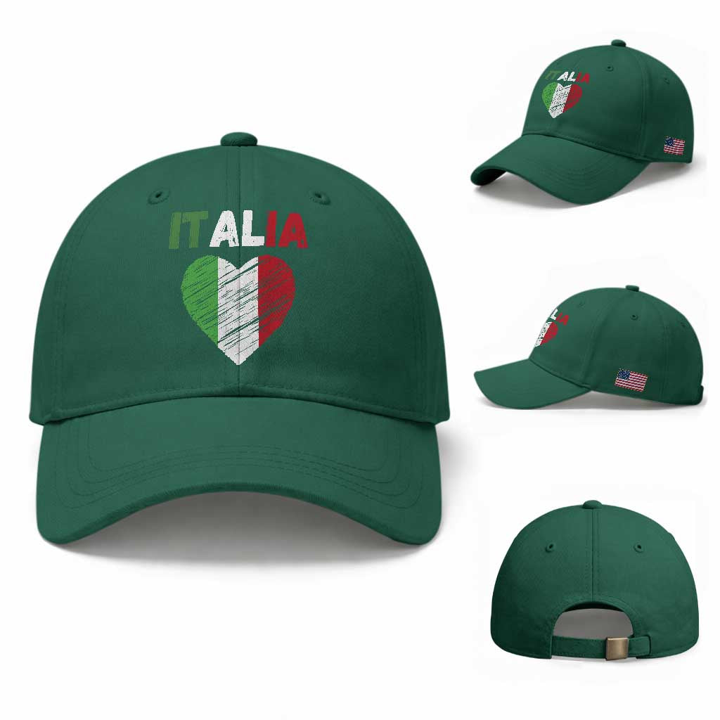 Italian Flag Heart Baseball Cap Retro Vintage Italia Graphic
