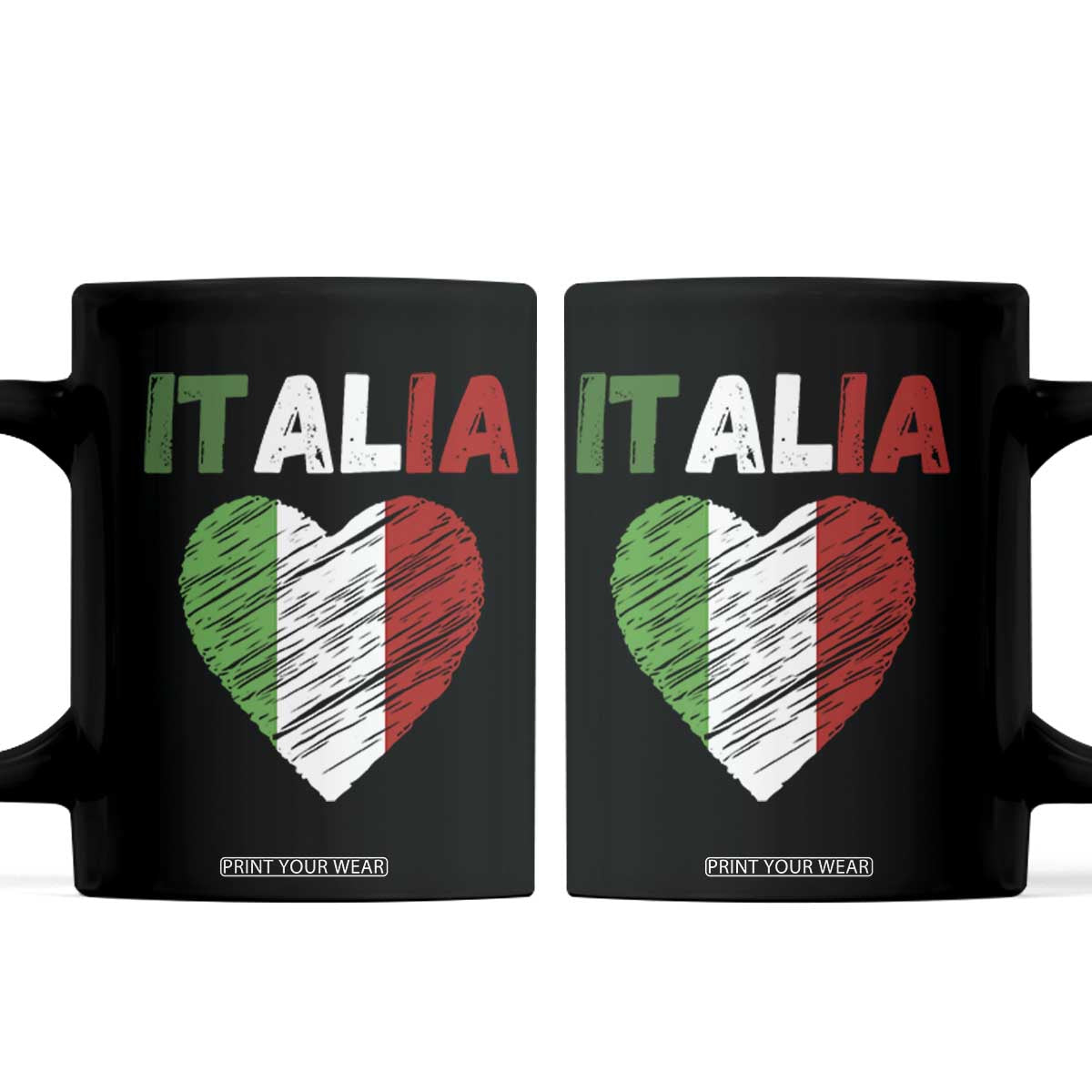 Italian Flag Heart Coffee Mug Retro Vintage Italia Graphic